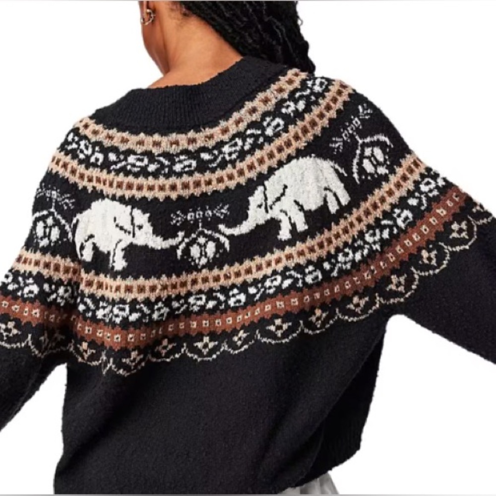 Free People Nellie Elephant Fair Isle Boucle Sweater | Size Large - Picture 3 of 15